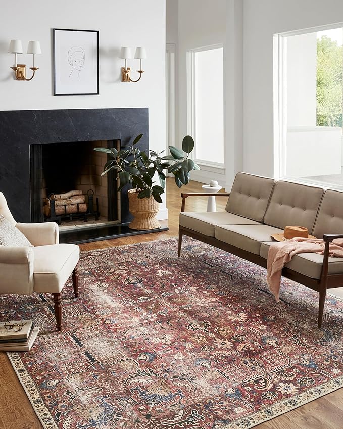 Loloi Chris Loves Julia Jules Collection JUL-01 Merlot/Multi 2'-3'' x 3'-9'', .13" Pile Height, Accent Rug
