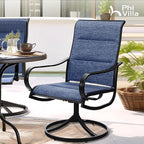 PHI VILLA Patio Swivel Dining Chairs Set of 6, All Weather Outdoor Chair with Padded Textilene & Black Metal Frame for Outdoor Lawn Garden Poolside (Blue)