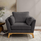 VANOMi Large-Sized Accent Chair, Thick Cushion Bedroom Reading Chair, Comfortable Living Room Single Sofa， Boucle Dark Gray