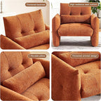 33.9" Accent Chairs, Modern Upgrade Sherpa Fabric Arm Chair Comfy Upholstered Armchair Leisure Single Sofa Chair with a Waist Pillow for Bedroom, Office and Living Room
