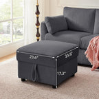 Corduroy Storage Ottoman for Living Room Sofas Couches, Square Ottoman with Storage Space Foot Rest Stool for Apartment, Dorm, Entryway, Grey
