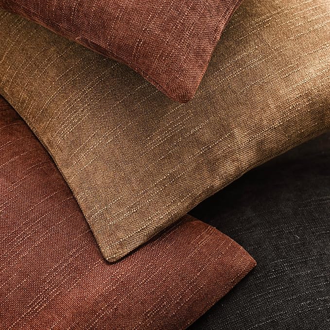 Foindtower Pack of 2 Soft Textured Chenille Throw Decorative Pillow Covers Square Accent Solid Cushion Cover Cozy Neutral Farmhouse Pillow Case for Couch Sofa Bedroom Living Room 24x24 Inch,Red Taupe