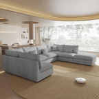 Oversized Modular Sectional Sofa,154inch Cloud Couch Deep Seat Sofa Cushion Covers Removable,LShaped Linen Sectional Couches for Living Room (7 Seater-Gray)