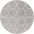 Unique Loom Trellis Frieze Collection Area Rug - Geometric (6' Round, Light Gray/ Ivory)
