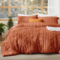 Bedsure Tufted Boho Comforter Set Full Size - Terracotta Boho Bed Set, GentleSoft™ 3 Pieces Farmhouse Shabby Chic Embroidery Bedding, Gifts for Woman, Soft Jacquard Full Comforter for All Seasons
