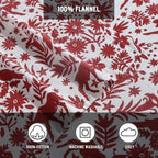Eddie Bauer 4 Pc Flannel Sheets King Size - 100% Cotton Breathable & Soft King Size Sheets Set (1 Flat, 1 Flannel Fitted Sheet, 2 Pillowcases) - 15" Deep Pocket All Seasons Sheet Set (Arcadia Red)