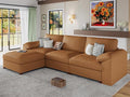 EASE MOOSE Leather Sectional Couch, Oversized Modular Sectional Sofas, Wide Deep Seat Modular Couch, Scratch Resistant Faux Leather Material, L Shaped Sofa for Big Spaces, Brown