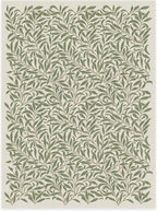 RUGGABLE x Morris & Co Machine Washable Area Rug – Pure Willow Boughs Green 9x12, Stain-Resistant, Non-Slip – Large Rugs for Living Room, Bedroom, Hallway, Entryway & Office–with Cushioned Pad