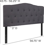 EMMA + OLIVER Tufted Upholstered Full Size Headboard in Dark Gray Fabric