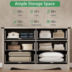 Dresser for Bedroom with 6 Drawers, 54" Wide Wood Chest of Drawers with Deep Drawers & Mental Handle, Modern Dresser TV Stand, Wooden Closet Storage Organizer for Living Room, Hallway, Entryway, Grey