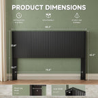 80.3" Wide Wooden Headboards King Size, Modern Wood Headboard King Size Headboard Only, Farmhouse Head Board Only, Wall Mounted Head Board, Boho Headboards, Black