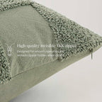 Double Stitch 100% Cotton Throw Pillow Covers - Checkered Tufted Boho Decorative Pillow Covers 20x20, Made in India, Square Cushion Case, Modern Home Decor for Couch, Sofa, Living Room, Sage Green