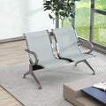Kinsuite 2-Seat Reception Chairs - Waiting Room Chairs with Arms & Stainless Steel Frame, Waiting Room Bench Lobby Chairs for Office Airport Bank Hospital, Silver