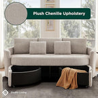 Studio Living® Beckett 92" Storage Sofa, Modern Farmhouse, Pocket Coil Comfort, Easy Assembly, Chenille Fabric, Taupe