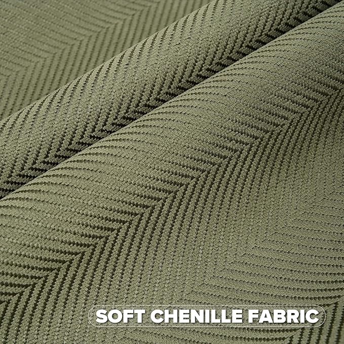 FUTEI Moss Green Chenille Throw Pillow Covers 18x18 Inch Set of 2,Soft Wide Chevron Textured Cushion Case,Farmhouse Home Decor for Couch Bed Living Room