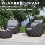3 Pieces Woven Rope Patio Furniture Sofa Sets: Aluminum Outdoor Conversation Set of 2 - Assembled Modern Cushions Couch Armchair Table Set - All Weather for Indoor Deck Porch Pool Hotel