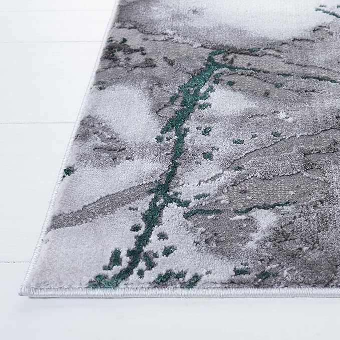 SAFAVIEH Craft Collection Runner Rug - 2'3" x 12', Grey & Green, Modern Abstract Design, Non-Shedding & Easy Care, Ideal for High Traffic Areas in Living Room, Bedroom (CFT877Y)