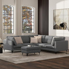 SIMPLIHOME Ava Corner Sectional Sofa in 100% Recycled Polyester Tightly Woven Performance Fabric, Pebble Grey, 102-inches Wide, Handcrafted Mid-Century Modern Style L-Shaped Couch for Living Room