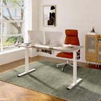 FLEXISPOT EN2 Whole-Piece Standing Desk with Clamp Power Strip, 55 x 28 Electric Stand Up Height Adjustable Desk with Cable Management (White Frame + 55" White Wood Grain Desktop, 2 Packages)