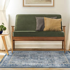 RUGGABLE Washable Area Rug – Kamran Admiral Blue 3x5, Stain-Resistant, Non-Slip – Small Machine Washable Rugs for Living Room, Bedroom, Hallway, Entryway & Office–with Standard Pad