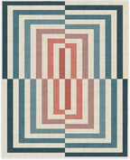 RUGGABLE x Jonathan Adler Washable Modern Area Rug – Op Art Teal 8x10, Stain-Resistant, Non-Slip – Large Machine Washable Rugs for Living Room, Bedroom, Hallway, Entryway & Office–with Standard Pad
