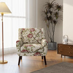 Accent Chair, Modern Linen Blend Arm Chair for Living Room, Bedroom, Comfy High-Resilient Sponge Reading Chair for Small Spaces (Pattern Red Floral, Set of 2)