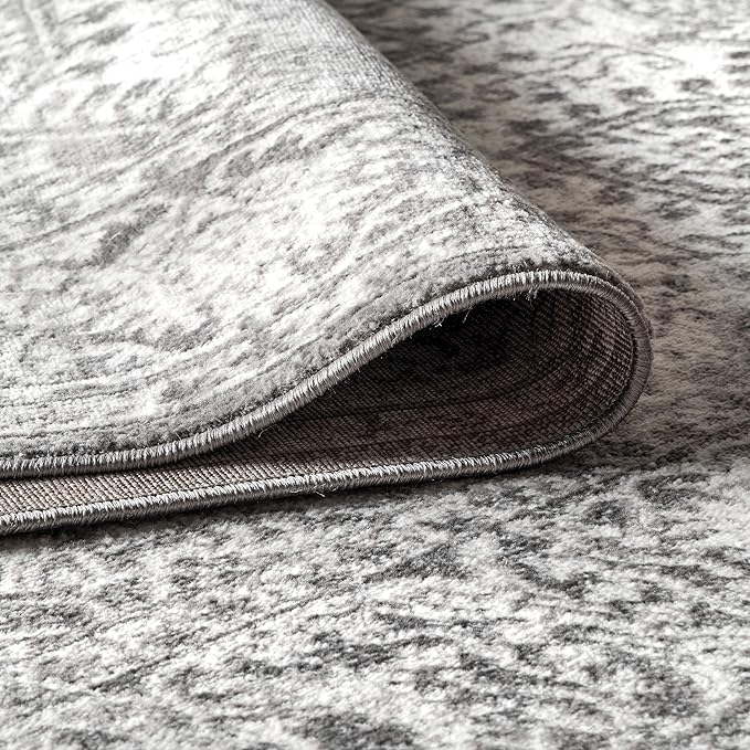 JONATHAN Y Modern Vintage Medallion Light Gray 3x3 Square Indoor Area Rug, Country, Floral, Easy-Cleaning for Living Room, Bedroom, Kitchen, Pet Friendly, Non-Shedding (MDP100A-3SQ)