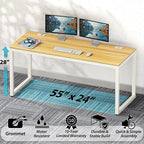 SHW 55-Inch Commercial-Grade Office Computer Desk, Oak
