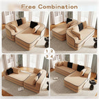 Cloud Sectional Sofa Modern Boneless Couch for Living Room, Comfy Deep Seat Comfy Teddy Fabric Double Sofa Chaise No Assembly Required (Camel, 106" L Shape with Right Facing)