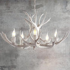 JONATHAN Y JYL6300B Eldora 30" Adjustable Resin Antler 5-Light LED Chandelier, Glam, Rustic,Cottage,Transitional, Dimmable Dining Room, Living Room, Kitchen, Foyer, Bedroom, White