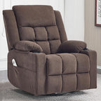 Swivel Rocker Recliner Chair for Adults with Massage and Heat, Cup Holders and Side Pockets, Glider Rocking Reclining Single Sofa Chair for Living Room (Cocoa)