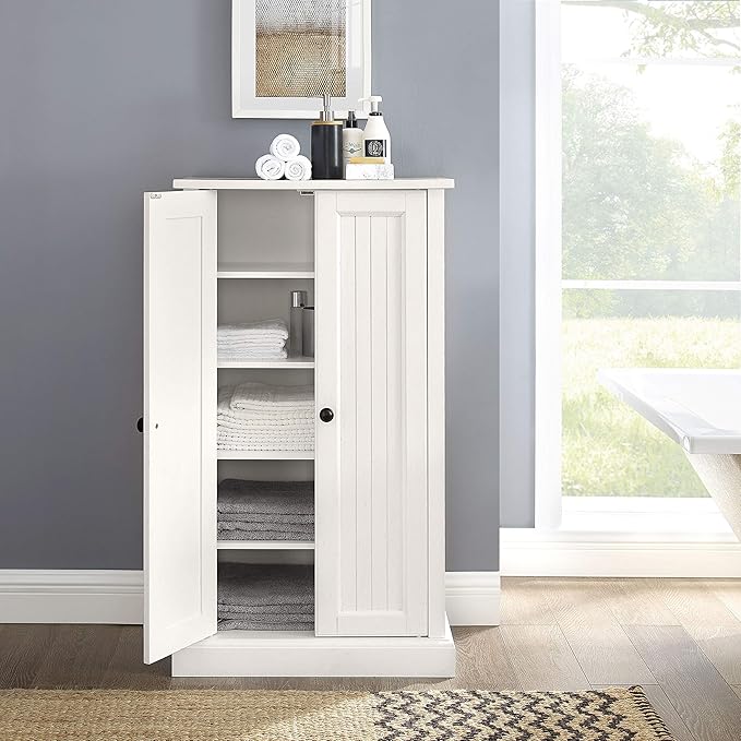 Crosley Furniture Seaside Accent Storage Cabinet, Bar, Buffet for Kitchen, Living Room, or Entryway, White