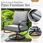 Sophia & William Patio Furniture Sets for 7 with Fire Pit Table 45", Outdoor Patio Furniture Set 8 Pcs, Convesation Set with 4 x High Heavy Sofa Chairs, 1x3-Seat Sofa, for Porch Poolside Blue