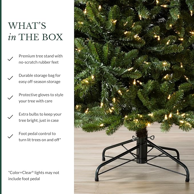 Balsam Hill 4.5ft Pre-Lit Classic Blue Spruce - Artificial Christmas Tree with 886+ Tips, 300 Clear LED Lights, Easy Plug Technology & Premium Stand for Indoor Holiday Decorating