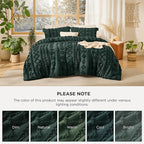 Bedsure Tufted Boho Comforter Set Queen Size - Dark Green Boho Bed Set, GentleSoft™ 3 Pieces Farmhouse Shabby Chic Embroidery Bedding, Gifts for Woman, Soft Jacquard Queen Comforter for All Seasons