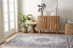 Home Dynamix Premium Sakarya Traditional Medallion Border Area Rug, Silver, 3'7"x5'2" Rectangle