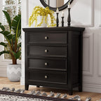 Black Dresser for Bedroom,Modern Storage Cabinet with 4 Drawer Chest for Living Room, Office, Hallway
