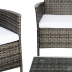 SAFAVIEH Outdoor Collection Bandele Grey Brown/White Cushion 4-Piece Conversation Patio Set PAT7506C