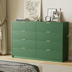 Green Dresser for Bedroom, Modern Dresser with 8 Drawers and Smooth Slides, Wide Chest of Drawers with Golden Handles for Bedroom, Closet, 15.7" D x 55" W x 37.4" H