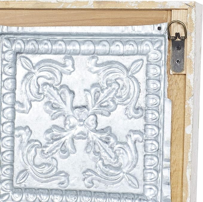 Deco 79 Metal Scroll Home Wall Decor Wall Sculpture with Embossed Details, Wall Art 31" x 2" x 31", White