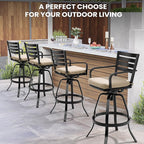 Pellebant 29.5" Outdoor Bar Stools Set of 8, Aluminum Swivel Patio Bar Height Stools with Footrest & Backrest,Rust-Proof Patio Stool Chairs for Deck Lawn Garden,Beige