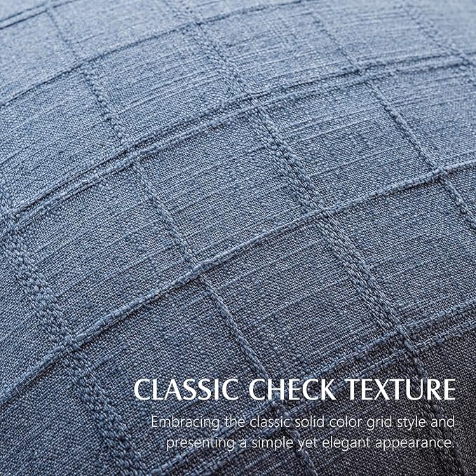 Foindtower Set of 2 Decorative Linen Check Throw Pillow Covers Neutral Long Body Lumbar Cushion Covers Farmhouse Vintage Home Decor for Sofa Chair Couch Bedroom Living Room,14×36 Inch,Blue