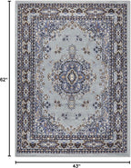 Home Dynamix Premium Sakarya Traditional Medallion Border Area Rug, Silver, 3'7"x5'2" Rectangle