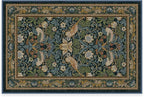 RUGGABLE x Morris & Co Machine Washable Area Rug – Strawberry Thief Indigo 2x3, Stain-Resistant, Non-Slip – Small Rugs for Living Room, Bedroom, Hallway, Entryway & Bathroom–with Cushioned Pad
