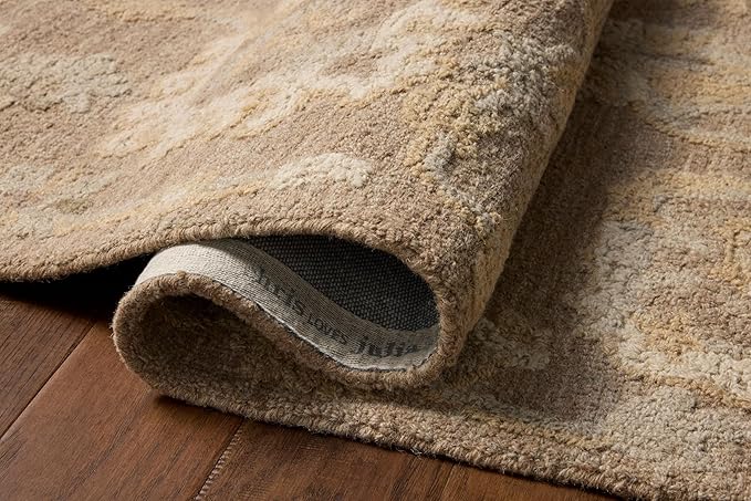 Loloi Chris Loves Julia Dorothea Collection DRT-01 Bark/Stone 2'-3" x 3'-9" Accent Rug Wool Neutral Floral Living Room Bedroom Carpet