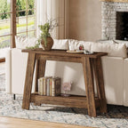 Tribesigns 41.3" Farmhouse Console Table, 2-Tier Wooden Entryway Table with Storage, Rustic Narrow Behind Couch for Living Room, Hallway, Foyer, Rustic Brown