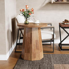 Tribesigns Farmhouse Round End Table, Wooden Couch Side Table with Octagonal Base, Rustic Brown Nightstand Pedestal Accent Furniture for Living Room, Bedroom (1, Walnut)