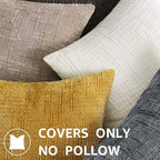decorUhome Oatmeal Chenille Throw Pillow Covers 24x24 Set of 2 Thick Textured Slubby Couch Pillow Covers Farmhouse Accent Modern Neutral Decorative Pillow Cases for Bed Sofa Living Room