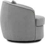 Swivel Accent Chair, Modern Upholstered Boucle Barrel Arm Chairs with Pillow for Living Room, 360 Degree Round Swivel Sherpa Armchair with Round Base for Bedroom Club (1, Grey)