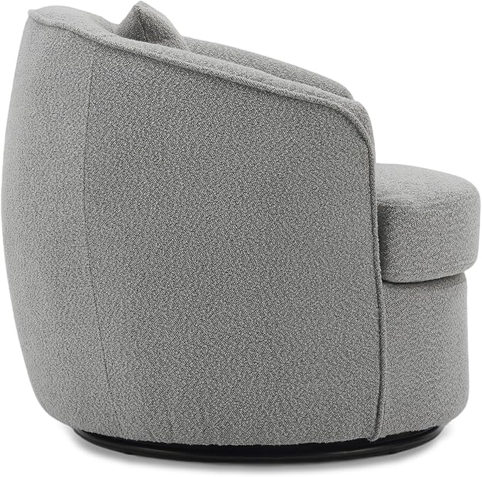 Swivel Accent Chair Set of 2, Modern Upholstered Boucle Barrel Arm Chairs with Pillow for Living Room, 360 Degree Round Swivel Sherpa Armchair with Round Base for Bedroom Club (2, Grey)